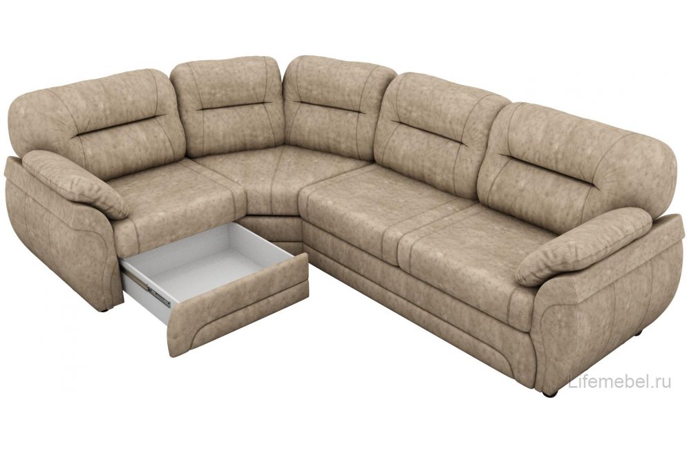 Диван угловой Капри велюр бежевывй левый