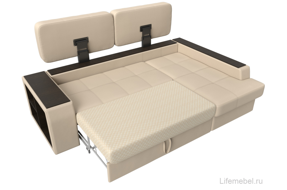 Диван угловой Брюссель эко-кожа бежевый правый