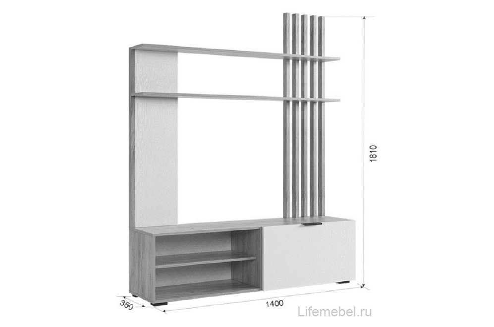 Готовая гостиная Бери дуб крафт золотой / белое дерево