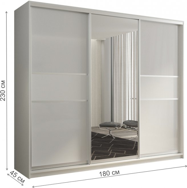 Шкаф-купе Кааппи 10 180х45 белый бриллиант