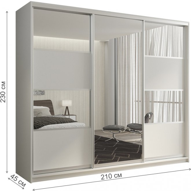 Шкаф-купе Кааппи 5 210х45 белый бриллиант