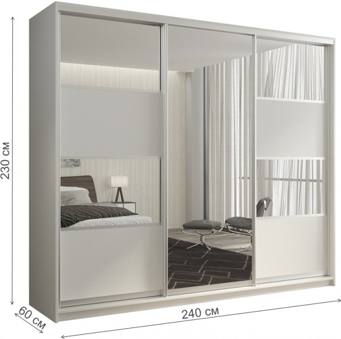 Шкаф-купе Кааппи 5 240х60 белый бриллиант