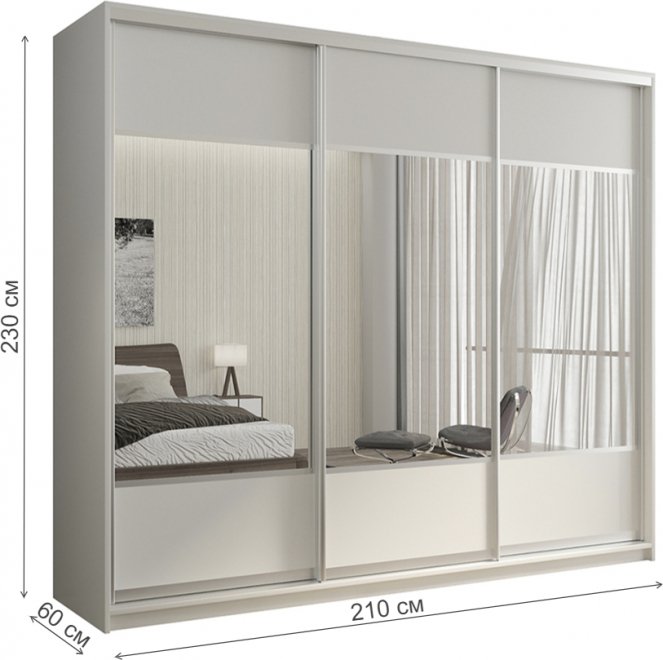 Шкаф-купе Кааппи 6 210х60 белый бриллиант