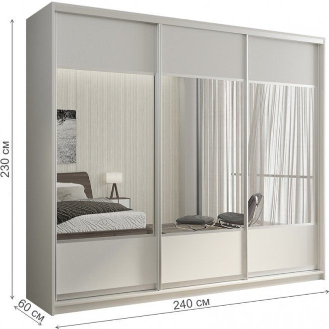 Шкаф-купе Кааппи 6 240х60 белый бриллиант