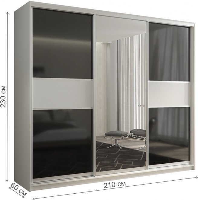 Шкаф-купе Кааппи 9 210х60 белый бриллиант