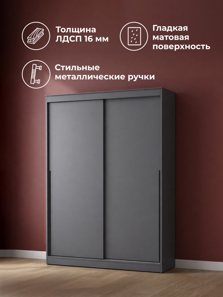 Шкаф-купе Айвор 1,5 м графит