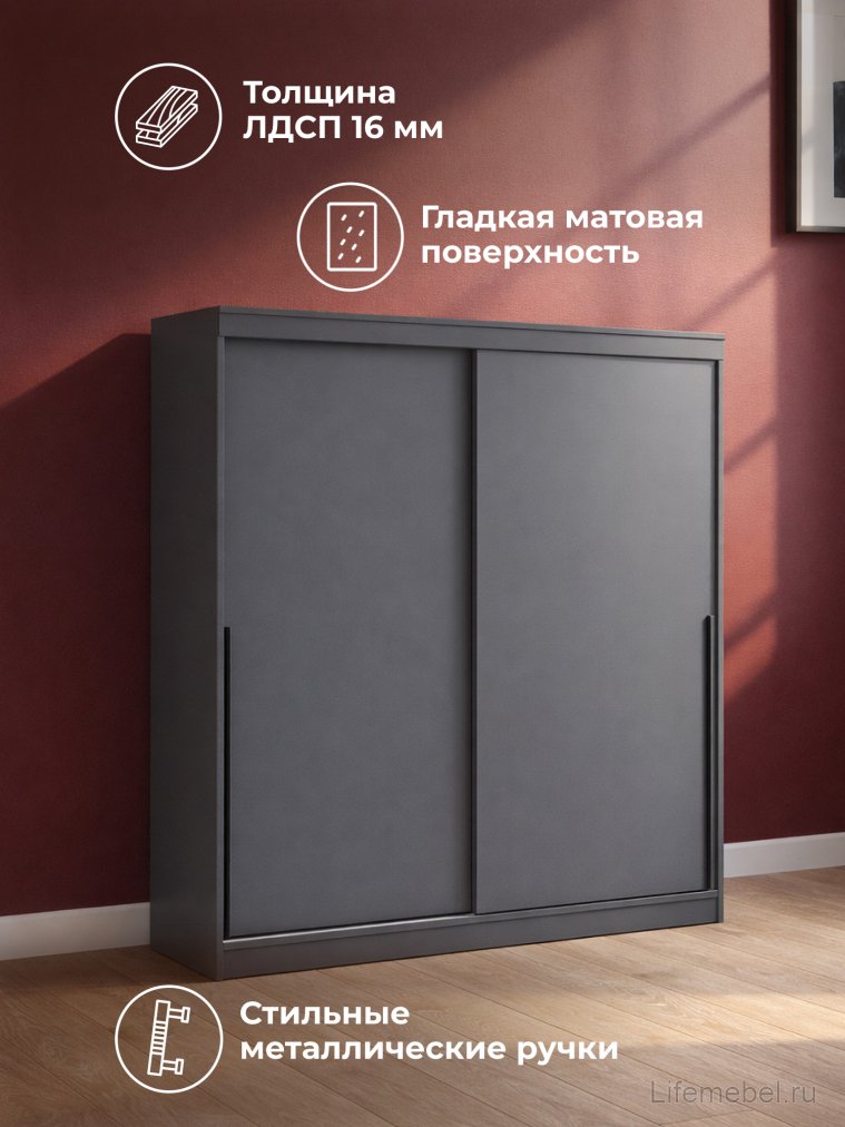 Шкаф-купе Айвор 2,0 м графит