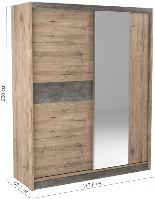 Шкаф-купе Денвер дуб веллингтон
