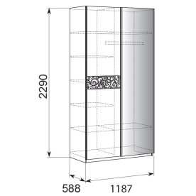 Шкаф-купе двухдверный Ирис 15 дуб бодега с зеркалом