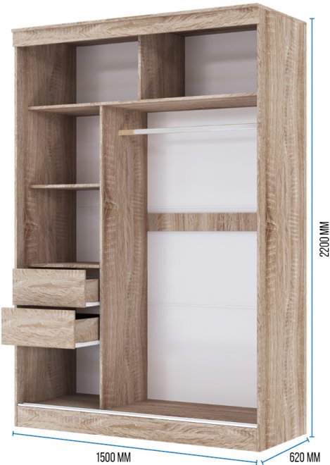 Шкаф-купе Ева 1,5 м сонома