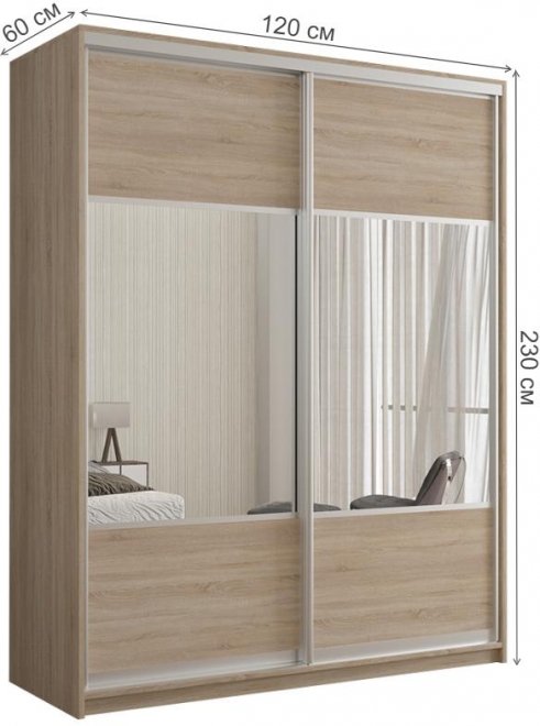 Шкаф-купе Кааппи 6 120х60 дуб сонома светлый