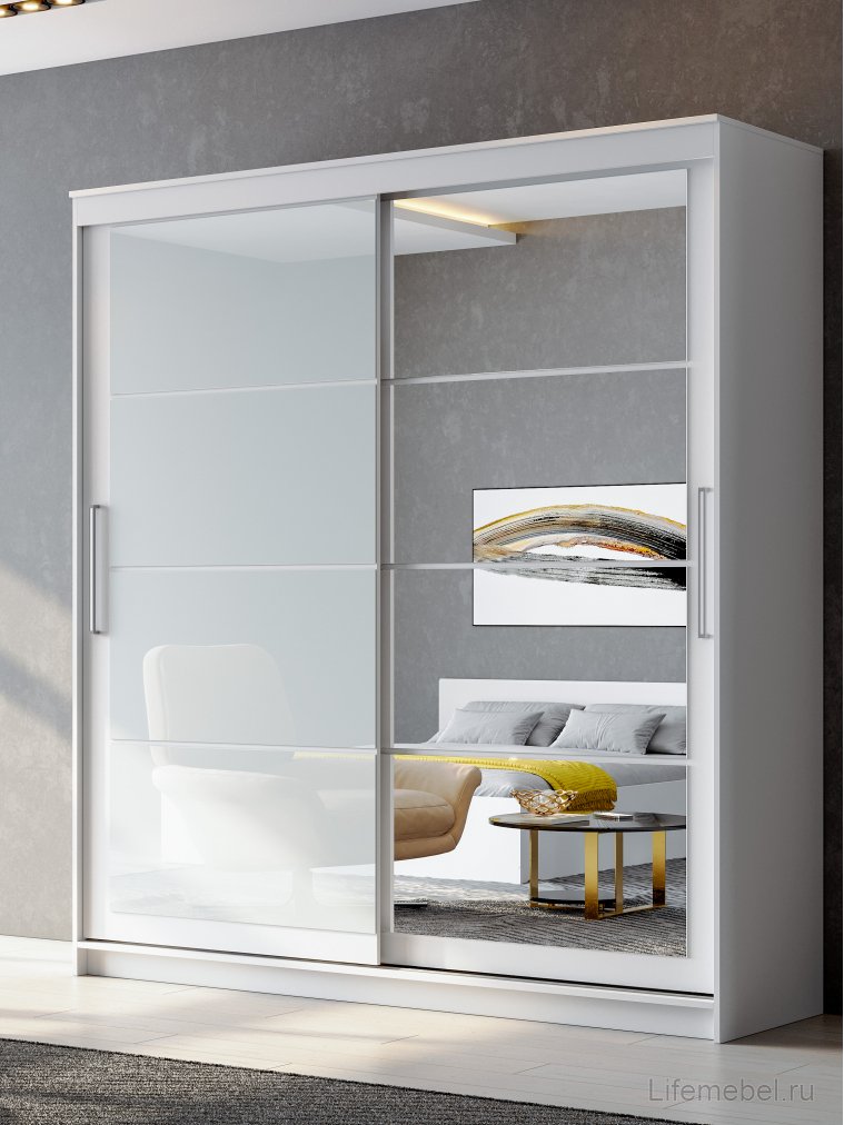 Шкаф-купе Лайн 1.6 белый текстурный