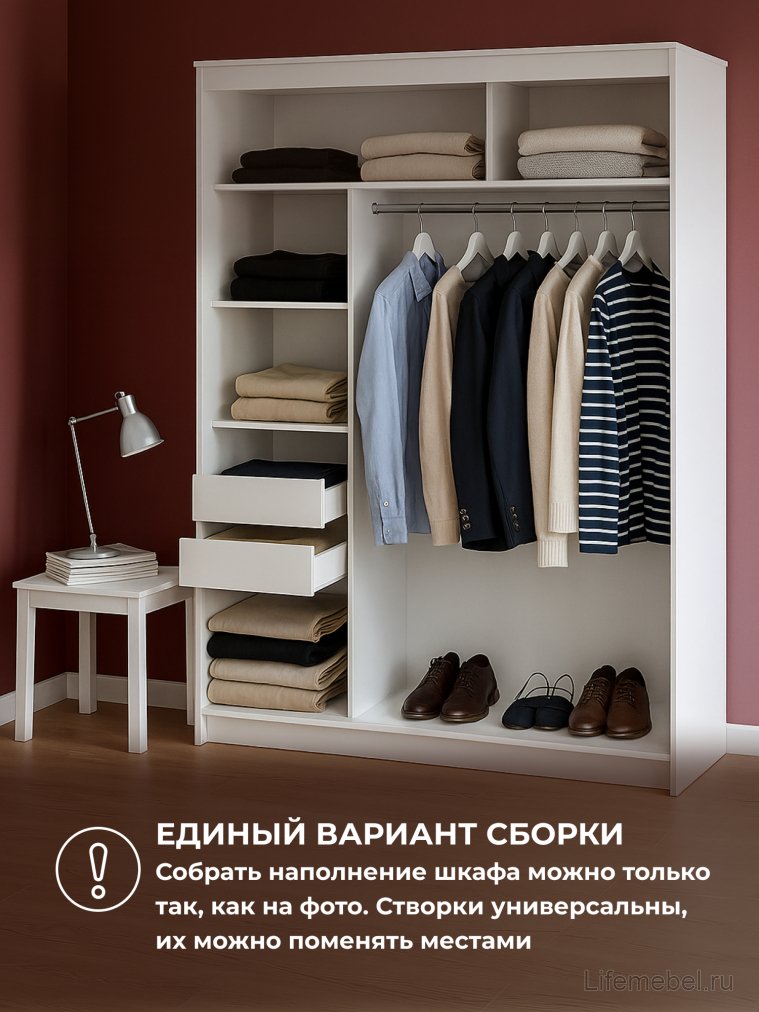 Шкаф-купе Лайн 1.6 белый текстурный