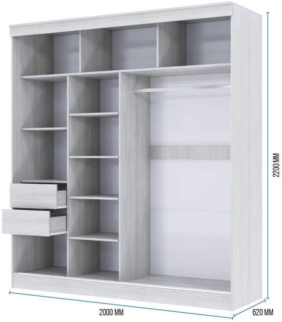 Шкаф-купе Мираж 2 м анкор светлый