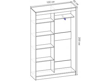 Шкаф-купе Риф 2 ШК.020.1000-25 вариант 6