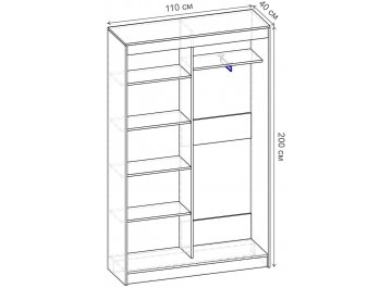 Шкаф-купе Риф 2 ШК.020.1100-28 вариант 3