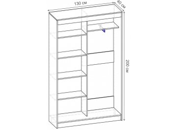 Шкаф-купе Риф 2 ШК.020.1300-25 вариант 6