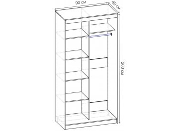 Шкаф-купе Риф 2 ШК.022.900-28 вариант 3