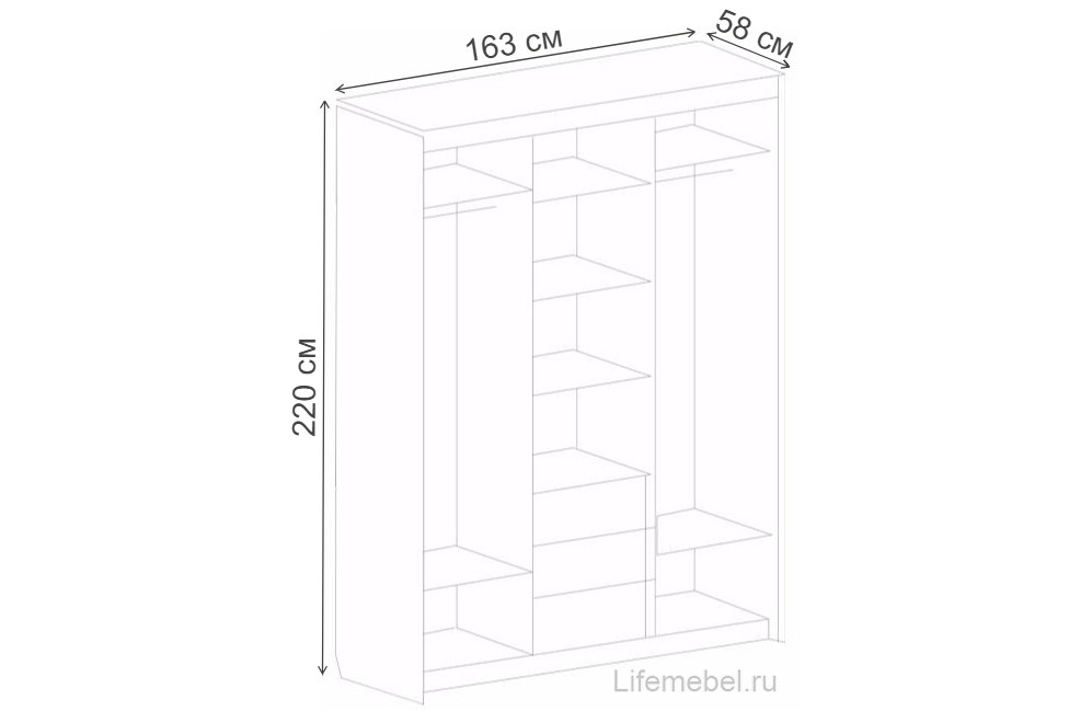 Шкаф-купе ШК-05 дуб молочный
