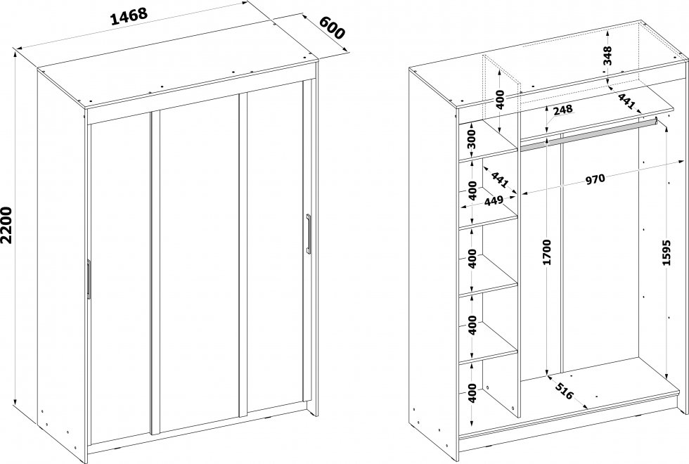 Шкаф-купе ШР-2156.2 белый
