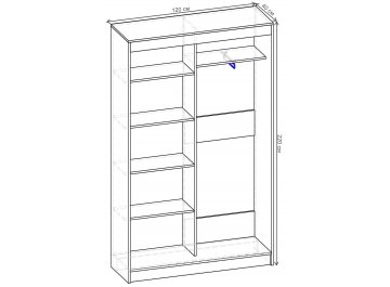 Шкаф-купе Стандарт 2 ШК.004.1200-08 ЛДСП ясень шимо темный / ясень шимо светлый / шампань матовая