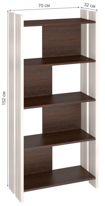 Стеллаж 152 см карамель / венге
