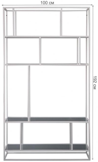 Стеллаж Akur Loft Orlando металлокаркас белый матовое стекло