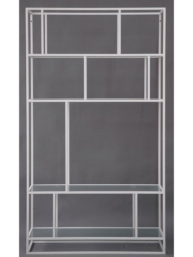 Стеллаж Akur Loft Orlando металлокаркас белый матовое стекло