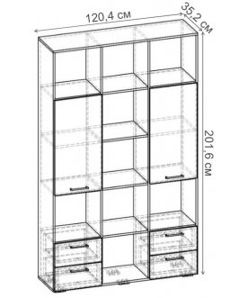 Книжный шкаф Бриз-3.04 СТ.084.1204-01 дуб молочный / венге