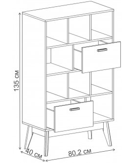Книжный шкаф Калгари дуб натуральный светлый / белый матовый