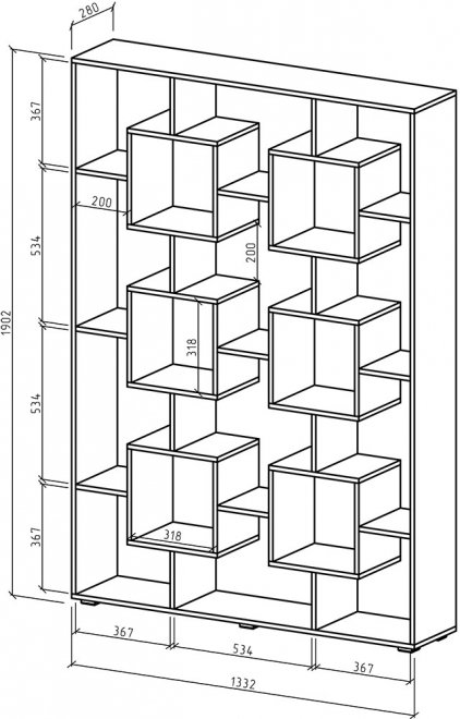 Стеллаж Квадро-2 дуб молочный
