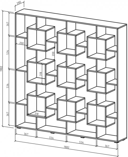 Стеллаж Квадро-3 дуб сонома / белый