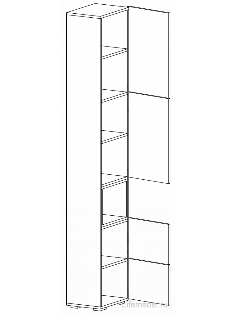 Стеллаж Лонгфорд белый / бетон светлый