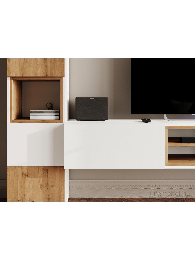 Стеллаж Лонгфорд белый / дуб вотан