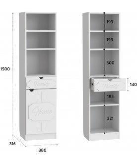 Книжный шкаф ДримСтар ДС-62 белое дерево