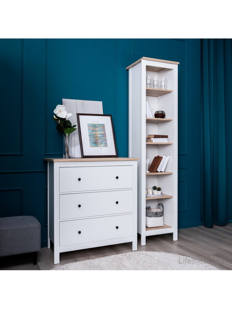 Стеллаж Сага 50 белый / ясень