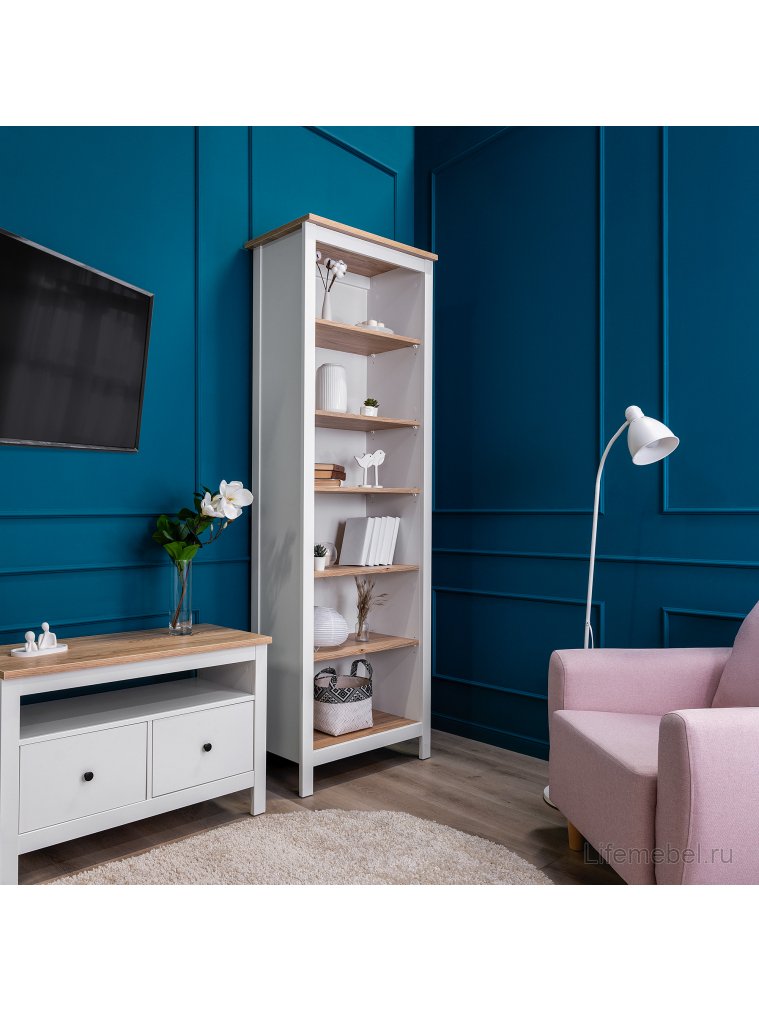 Стеллаж Сага 70 белый / ясень