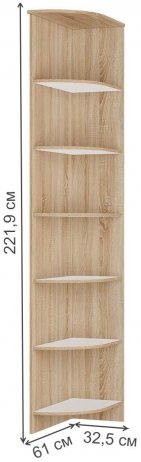 Стеллаж Сакура дуб сонома угловой