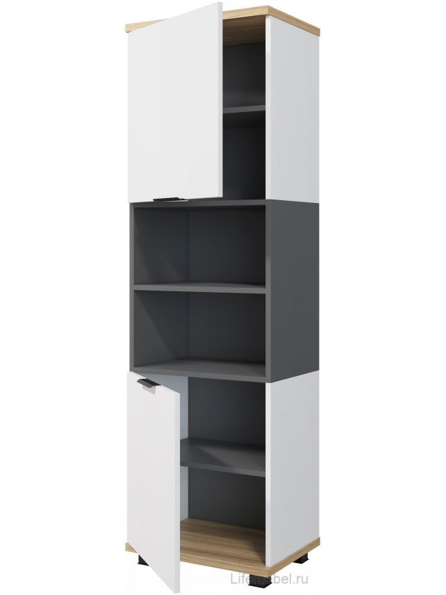 Стеллаж Скайлайт СЛ-4К блэквуд ячменный / графит / белый / меренга