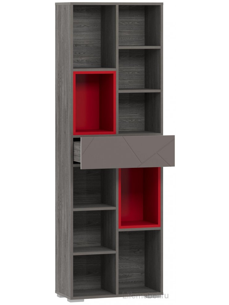 Стеллаж Summit 10 26 НМ 011.94 ПВХ софт графит / ярко-красный / ясень анкор темный kr