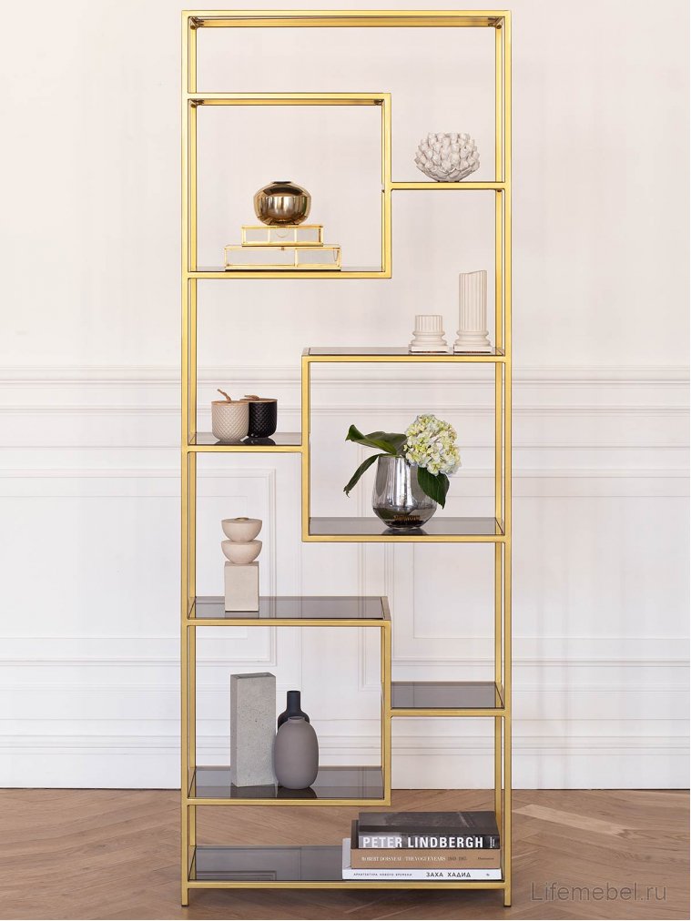 Стеллаж Olivia стекло / золотой