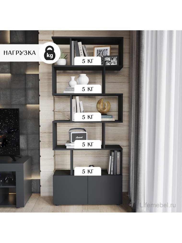 Стеллаж Zett лдсп черный