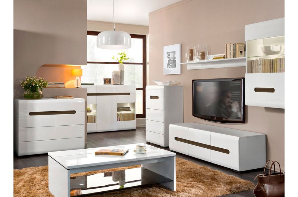 ТВ-тумба Azteca S205-RTV2D2S/4/15 белый глянец