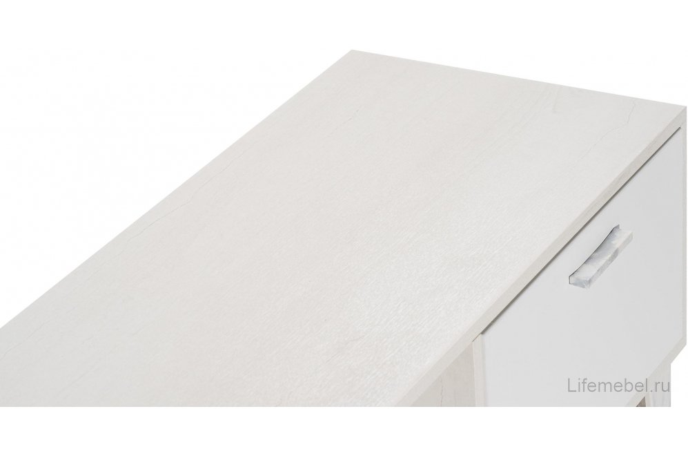 ТВ-тумба Эго Т-3 на ножках бетон светлый / белый глянец