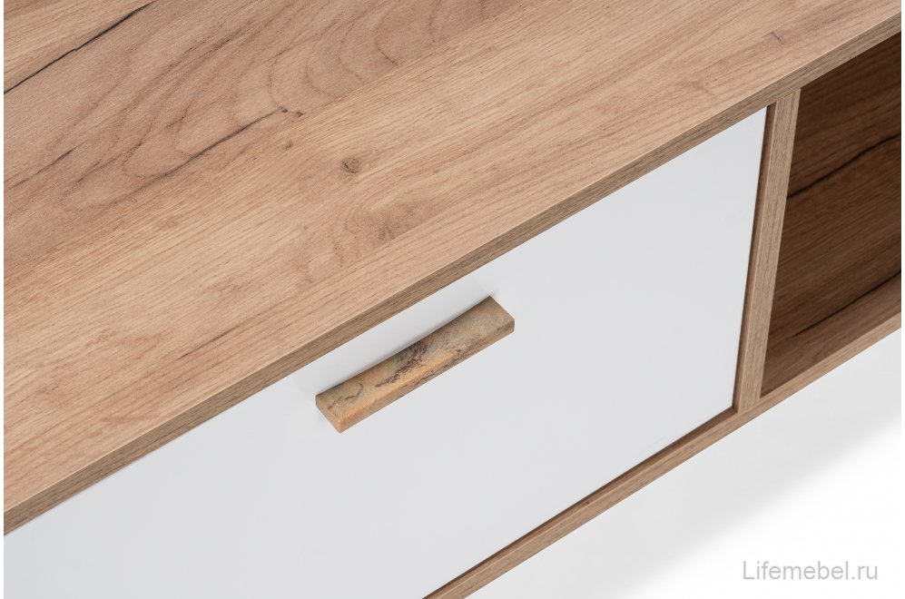 ТВ-тумба Эго Т-3 на ножках дуб крафт золотой / белый глянец