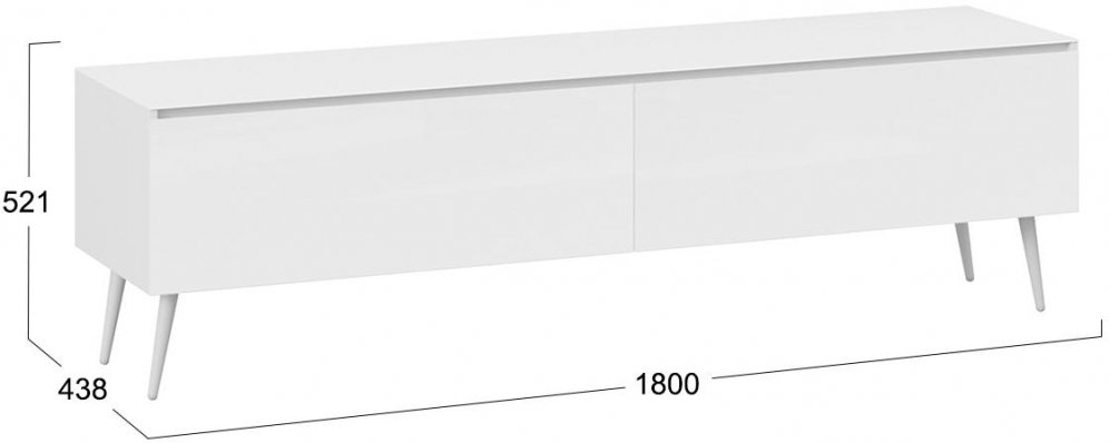 ТВ-тумба Глосс СМ-319.03.011 белый глянец / стекло белый глянец / белая