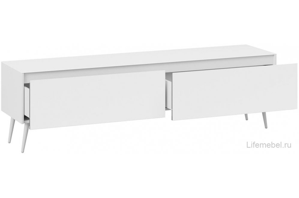 ТВ-тумба Глосс СМ-319.03.011 белый глянец / стекло белый глянец / белая