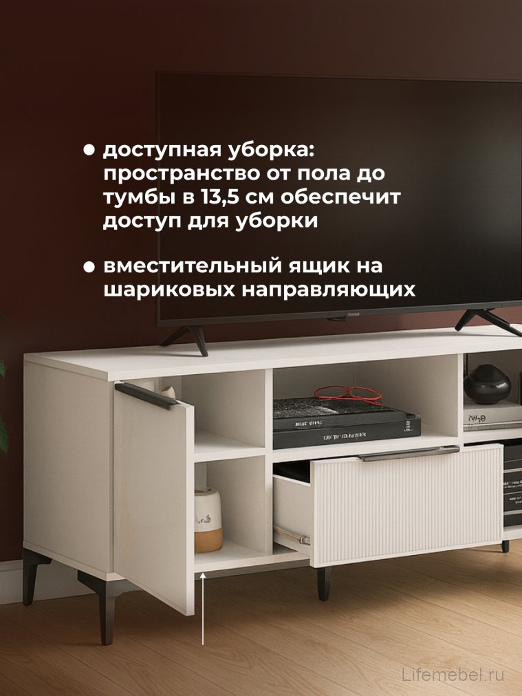 ТВ-тумба Иадама белый / белый глянец