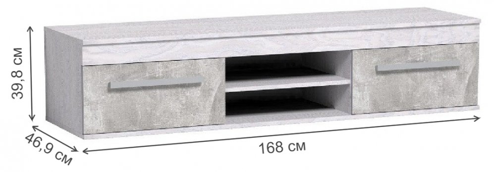 ТВ - тумба Леон 3 ясень анкор светлый / ателье светлый