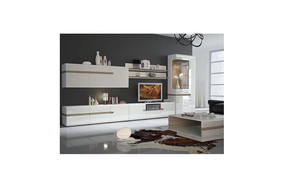 ТВ-тумба Линате RTV 2D-1S TYP 50 белый глянец / дуб трюфель